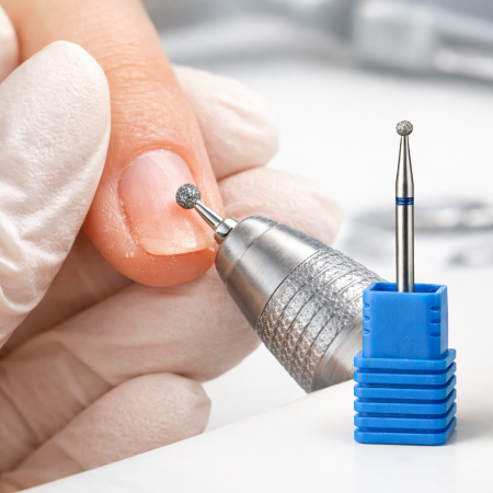 Preview: 2er Set Diamant Kugel Nail Bit mittlere + grobe Körnung (grün/blau)